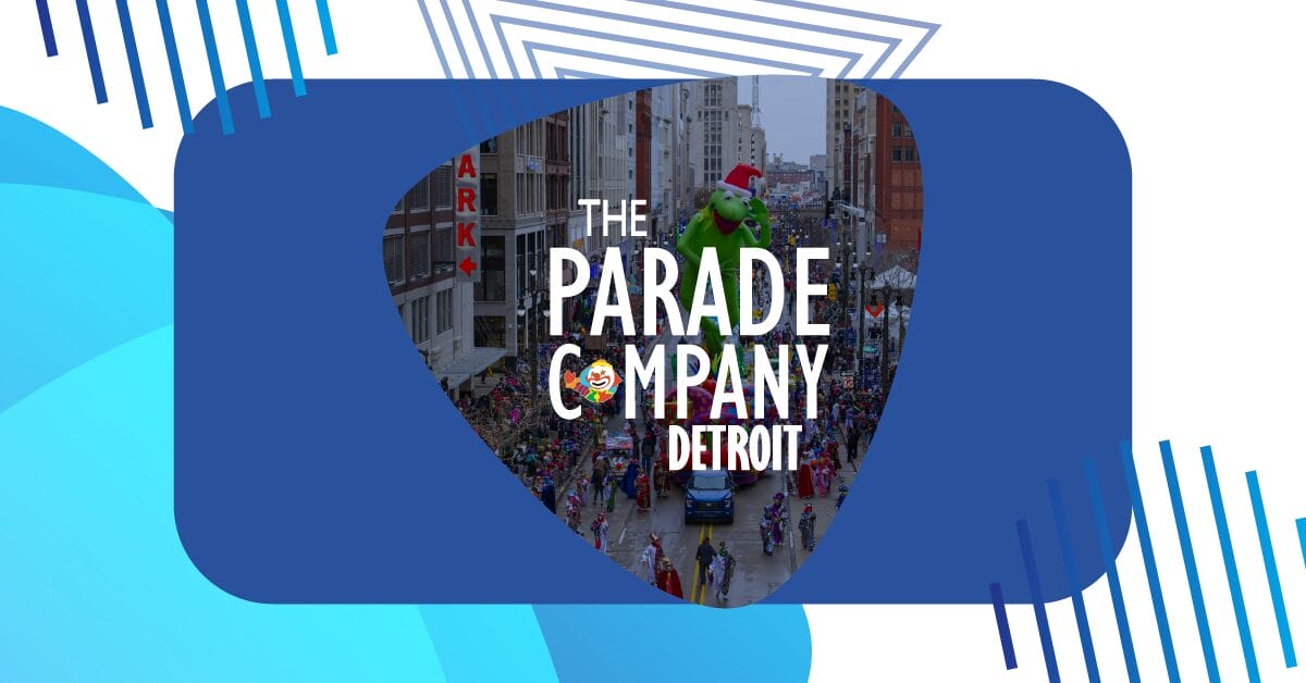 Detroit's iconic Thanksgiving parade travels through the city as The Parade Company’s float leads the way, with bold Microsoft Teams productivity overlay.
