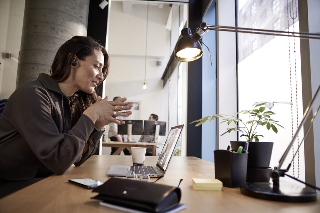 Workspace being used by employee on laptop