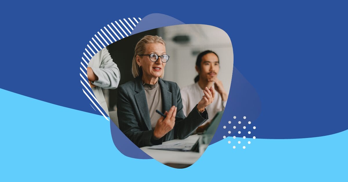 Businesswoman explaining a concept in a meeting, representing collaborative IT strategy planning